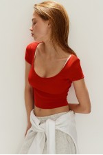 Ribbed Top with Sweetheart Neckline