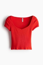 Ribbed Top with Sweetheart Neckline